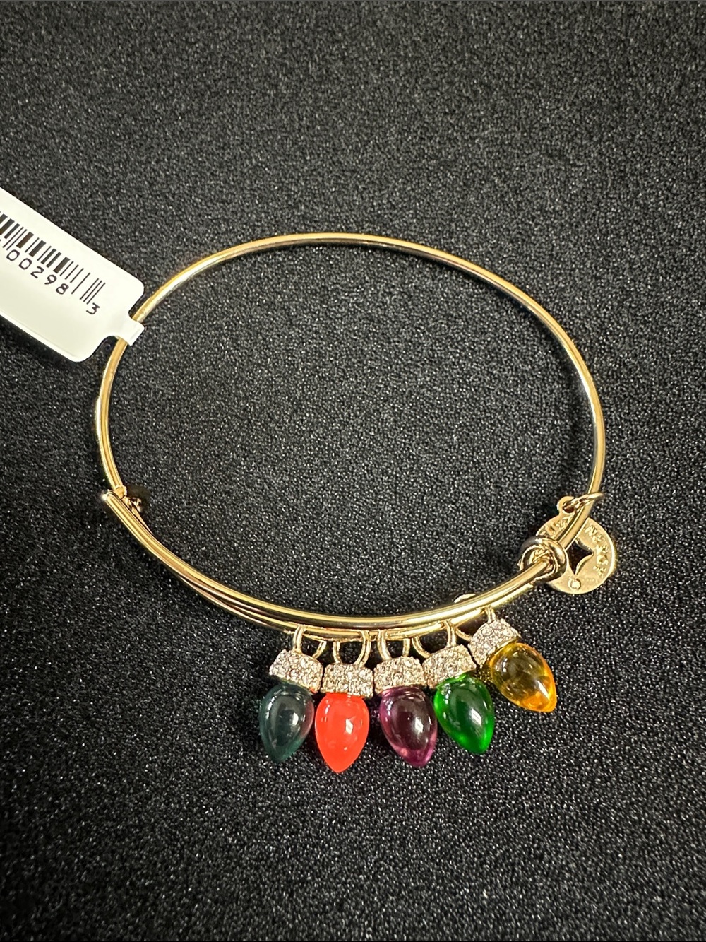 Alex and Ani Christmas Light Bulb Charm Bangle in Original Gold Finish